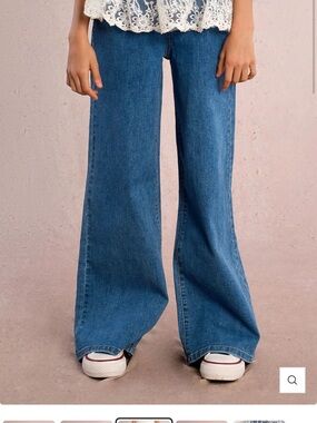 Molly Bracken Girls Wide-Leg Denim Jeans in Classic Blue